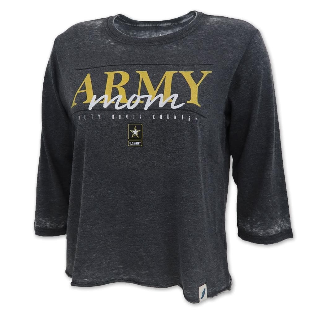 ARMY MOM LADIES 3/4 SLEEVE T-SHIRT (BLACK) 1