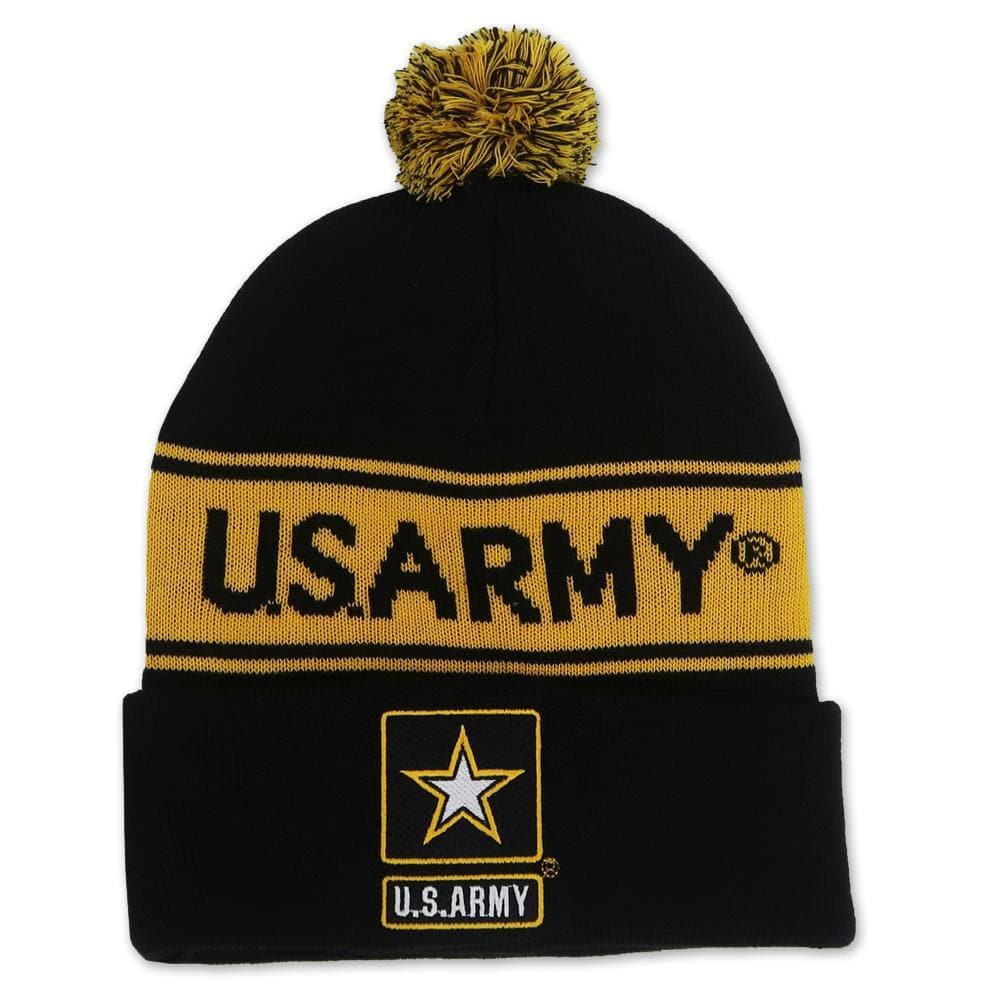 ARMY POM POM KNIT BEANIE (BLACK) 1