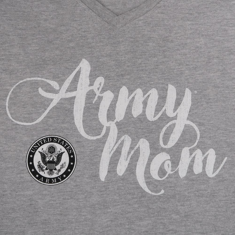 ARMY SEAL LADIES MOM SCRIPT V-NECK T-SHIRT (GREY) 2