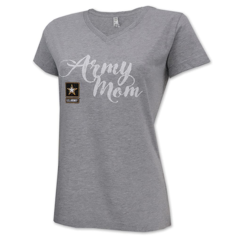 ARMY STAR LADIES MOM V-NECK T-SHIRT (GREY) 1