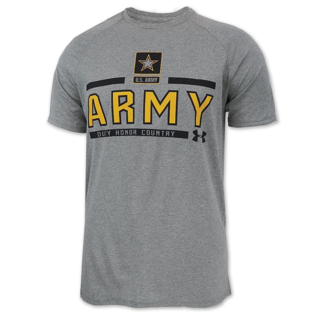 ARMY UNDER ARMOUR STAR LOGO TECH T-SHIRT (GREY) 1