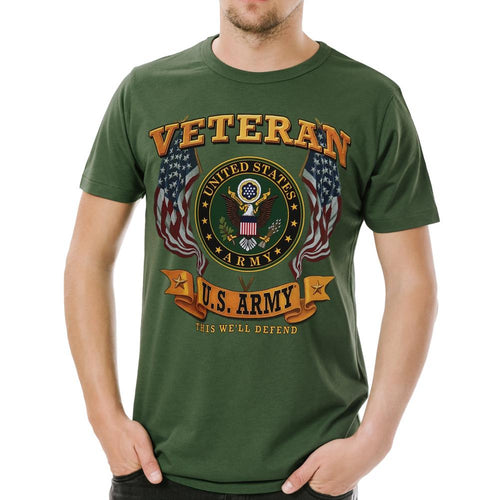 ARMY VETERAN SEAL FLAGS T-SHIRT (OD GREEN) 2