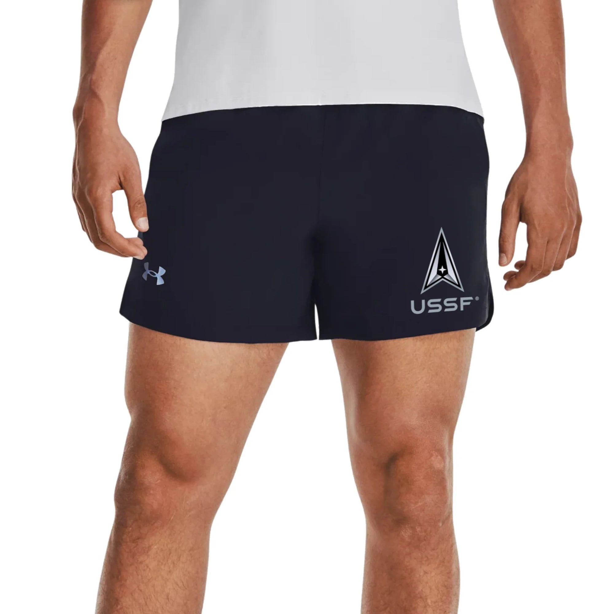 Space Force Delta Under Armour Men's Launch Run 5" Shorts (Black)