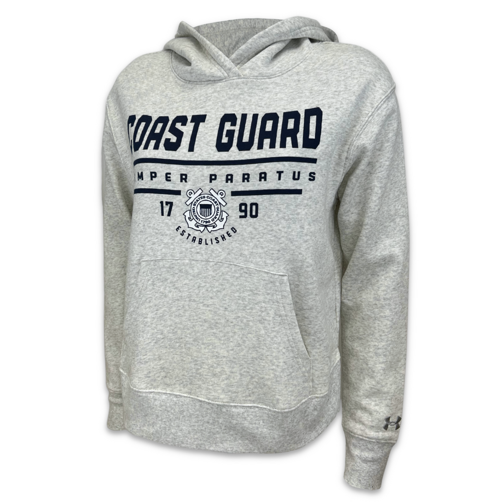 Coast Guard Ladies Under Armour Semper Paratus All Day Fleece Hood (Silver Heather)