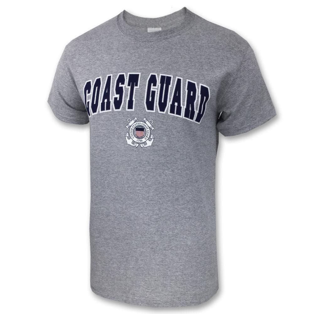 Coast Guard Arch Seal USA Made T-Shirt (Grey)