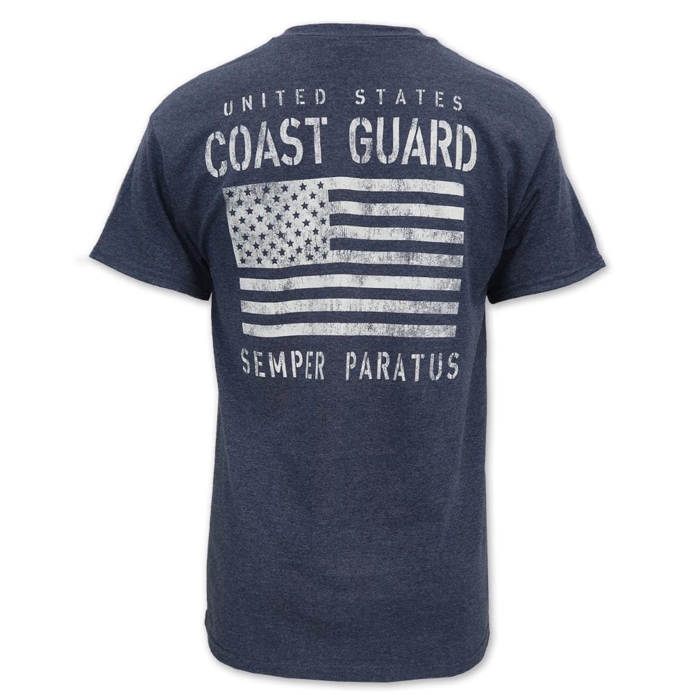 COAST GUARD DISTRESSED FLAG SEMPER PARATUS T-SHIRT (BLUE)