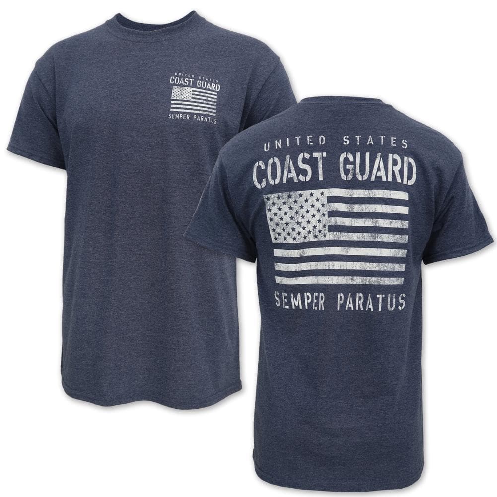 COAST GUARD DISTRESSED FLAG SEMPER PARATUS T-SHIRT (BLUE) 1