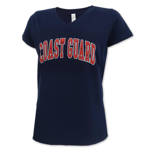 COAST GUARD LADIES ARCH V-NECK T-SHIRT (NAVY) 1