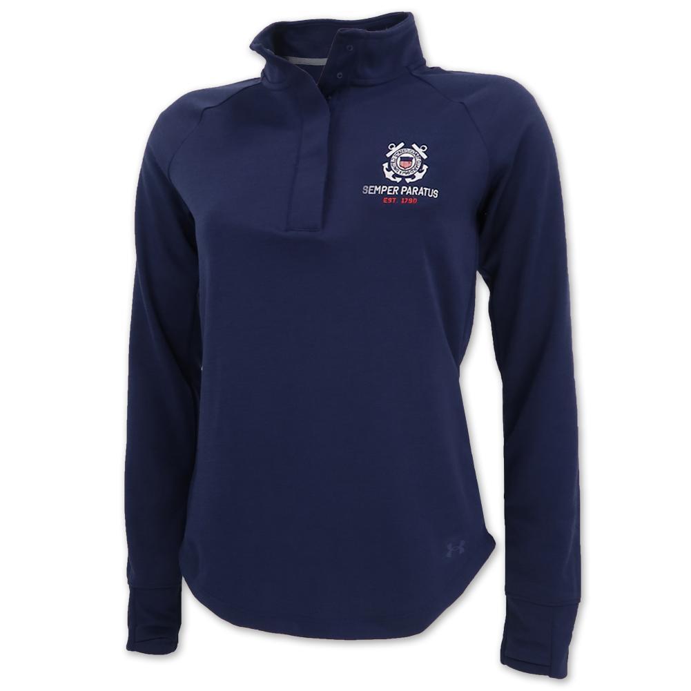 COAST GUARD LADIES DOUBLE KNIT JERSEY 1/4 SNAP (NAVY) 1