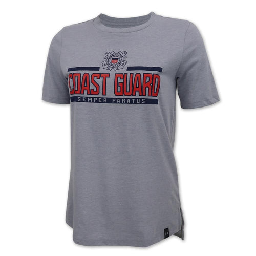 COAST GUARD LADIES UNDER ARMOUR SEAL LOGO PERFORMANCE COTTON T-SHIRT (GREY)