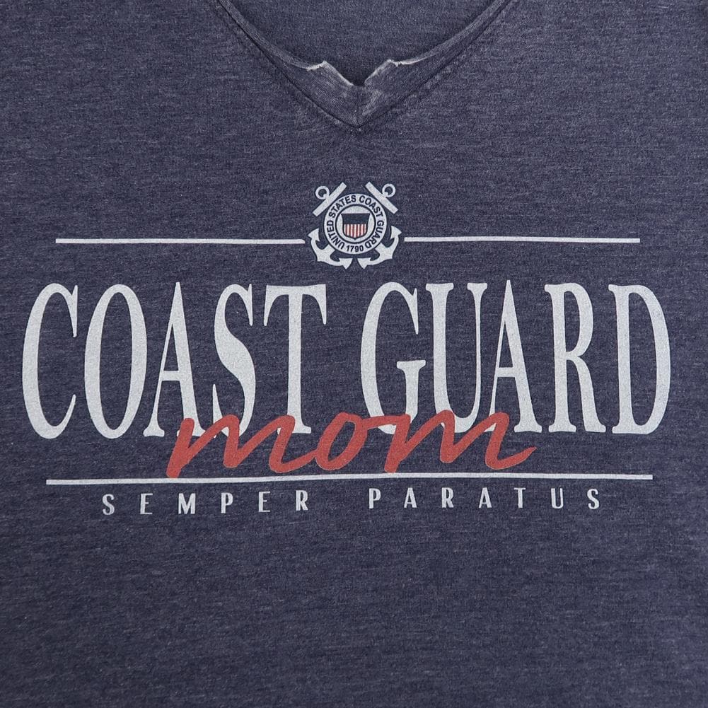 COAST GUARD MOM LADIES LOOSE FIT V-NECK T-SHIRT (NAVY) 2