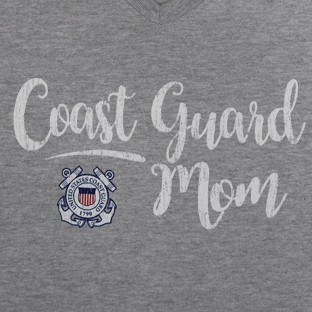 COAST GUARD SEAL LADIES MOM V-NECK T-SHIRT (GREY)