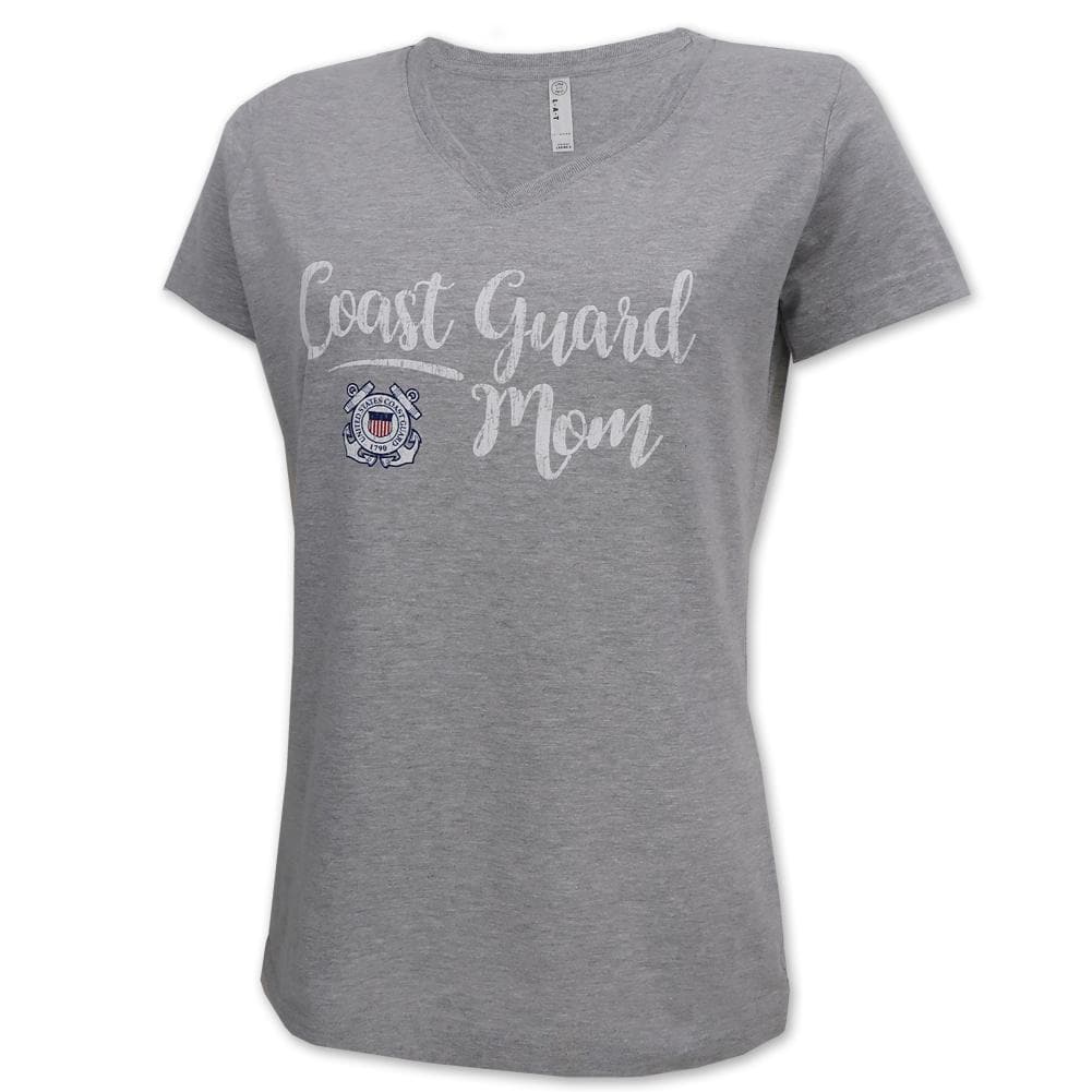 COAST GUARD SEAL LADIES MOM V-NECK T-SHIRT (GREY) 1