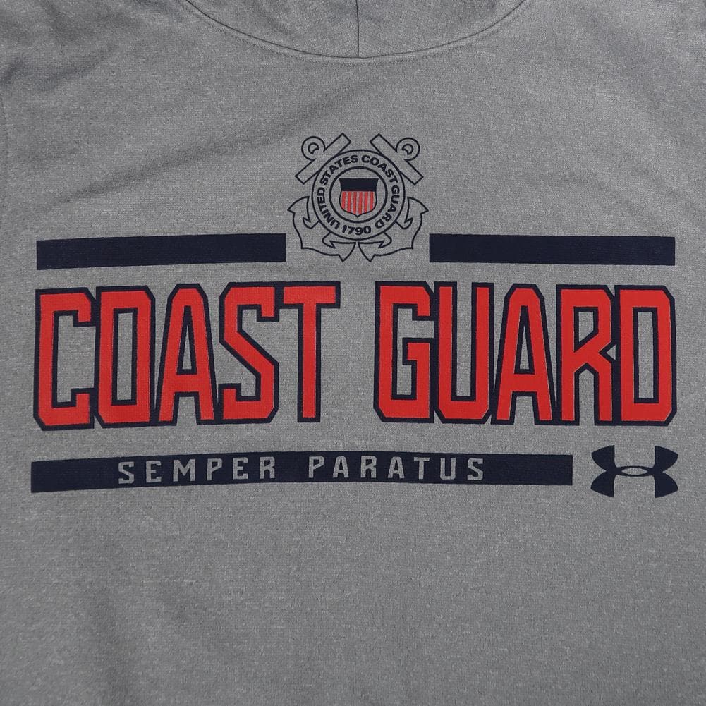 COAST GUARD UNDER ARMOUR SEAL LOGO ARMOUR FLEECE HOOD (GREY)