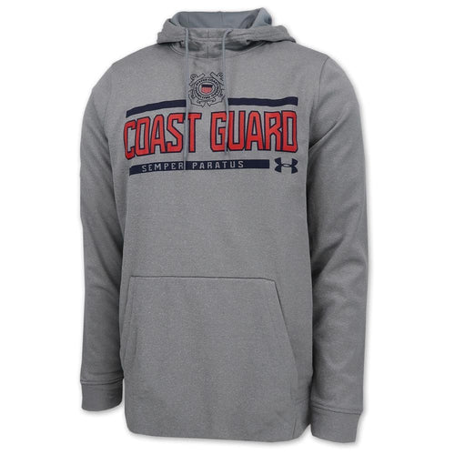 COAST GUARD UNDER ARMOUR SEAL LOGO ARMOUR FLEECE HOOD (GREY) 1