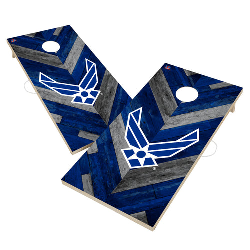 U.S. Air Force Solid Wood 2x4 Cornhole Board Set Herringbone Design