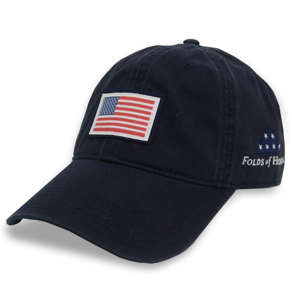 FOLDS OF HONOR USA FLAG LOW PROFILE TWILL HAT (NAVY) 2