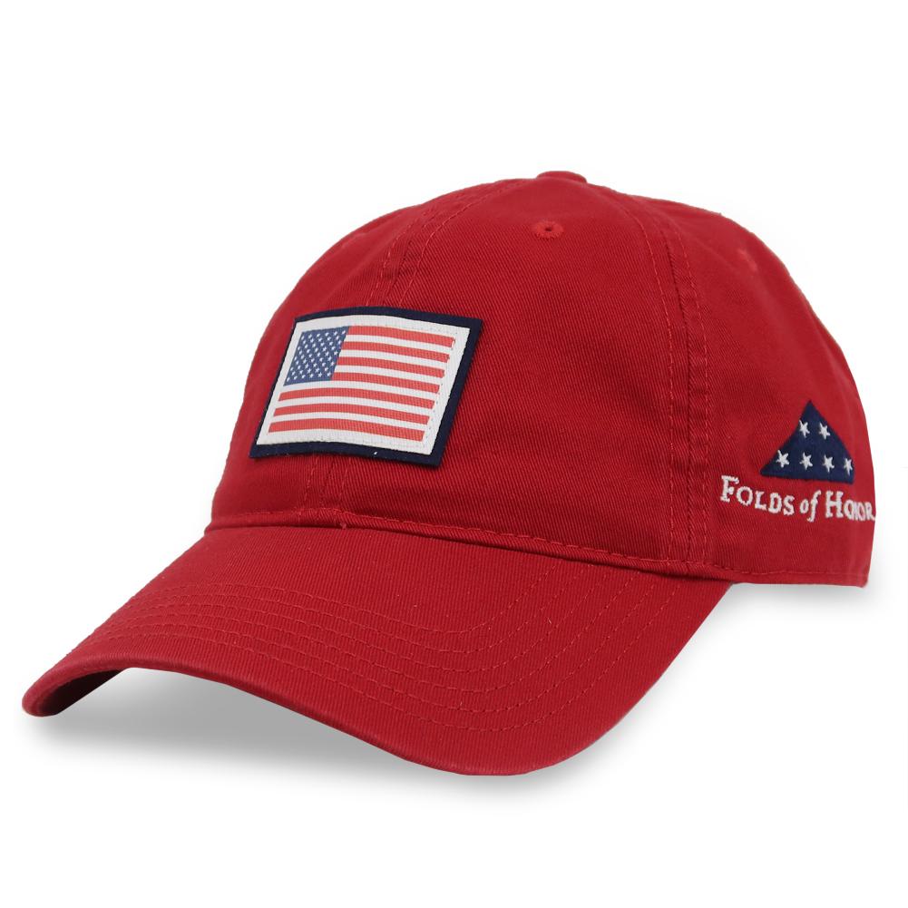 FOLDS OF HONOR USA FLAG LOW PROFILE TWILL HAT (RED) 3