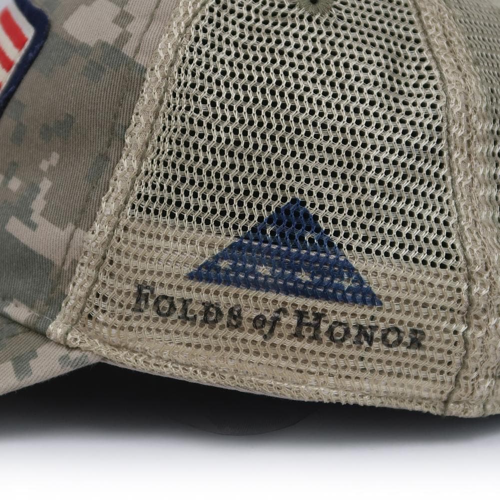 FOLDS OF HONOR USA FLAG LOW PROFILE TWILL TRUCKER HAT (CAMO) 2