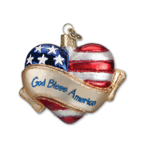 GOD BLESS AMERICA HEART ORNAMENT