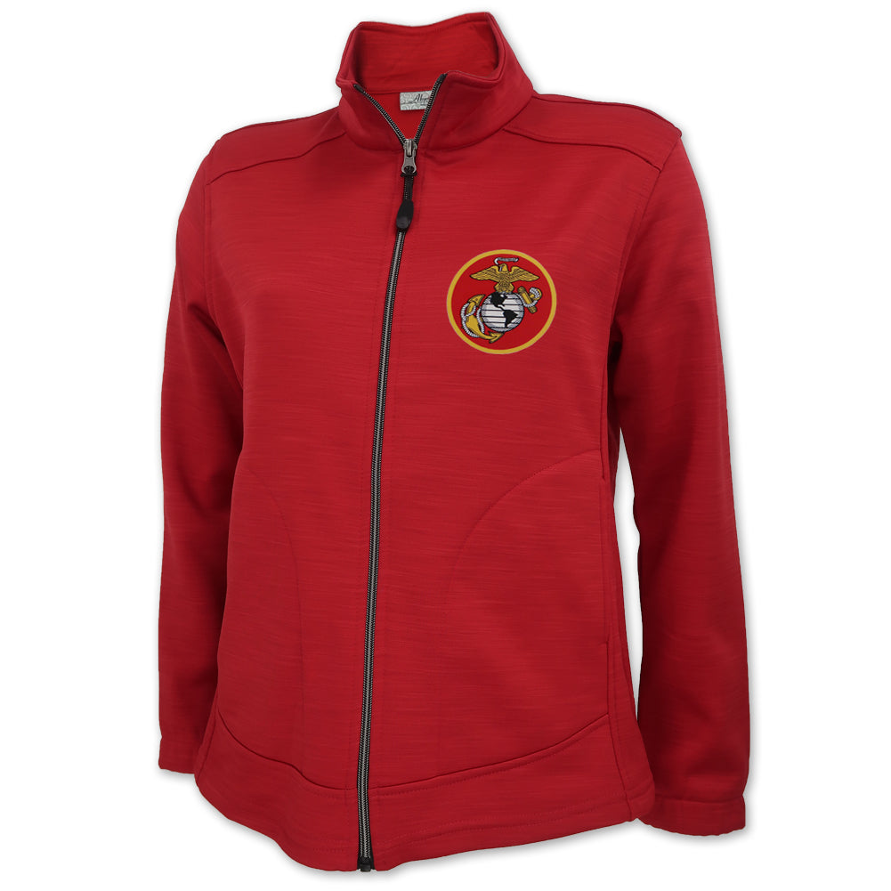 MARINES EGA LADIES FULL ZIP TIGER STRIPE FLEECE JACKET (RED) 1