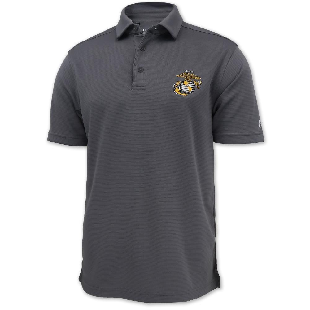 MARINES EGA UNDER ARMOUR TECH POLO (GRAPHITE) 1