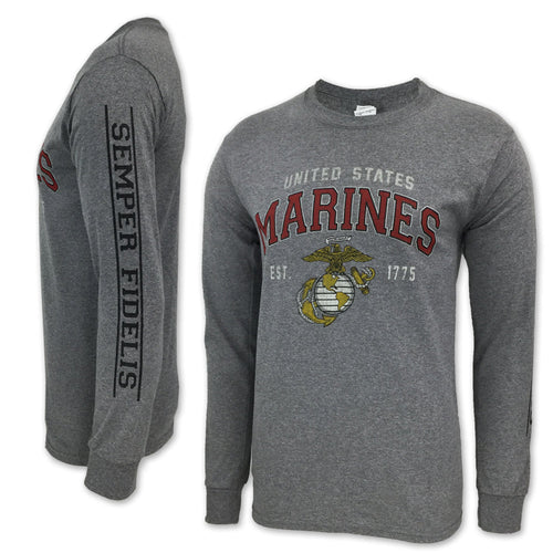 MARINES GLOBE EST. 1775 LONG SLEEVE T-SHIRT (GREY) 6