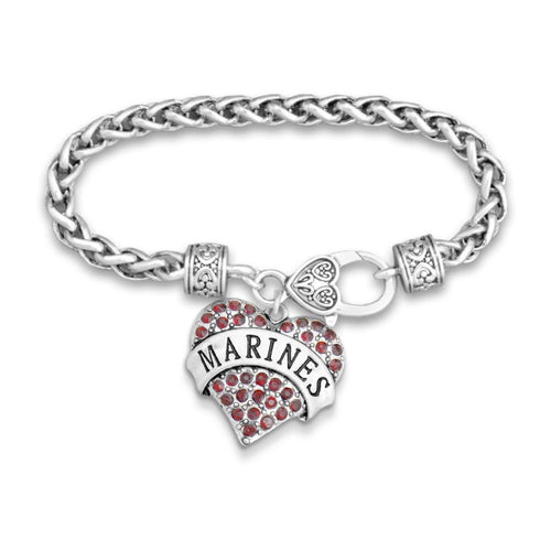 MARINES HEART BRAIDED CLASP BRACELET