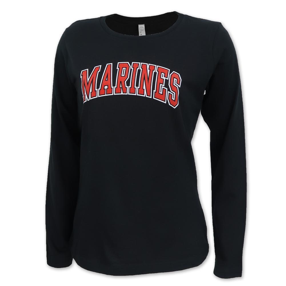 MARINES LADIES ARCH SCOOP NECK LONG SLEEVE T-SHIRT (BLACK) 3