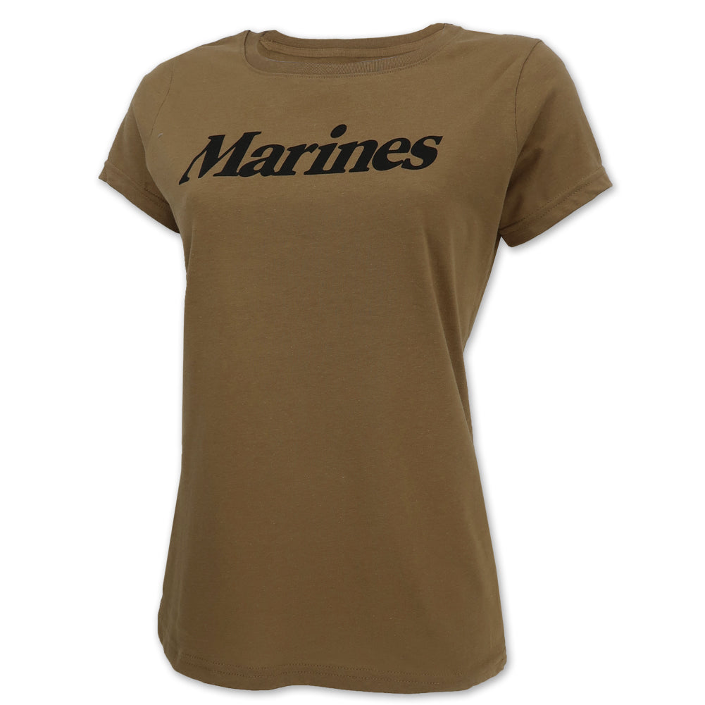 MARINES LADIES LOGO CORE T-SHIRT (COYOTE BROWN) 1