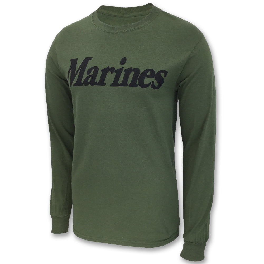 MARINES LOGO CORE LONG SLEEVE T-SHIRT (OD GREEN) 2