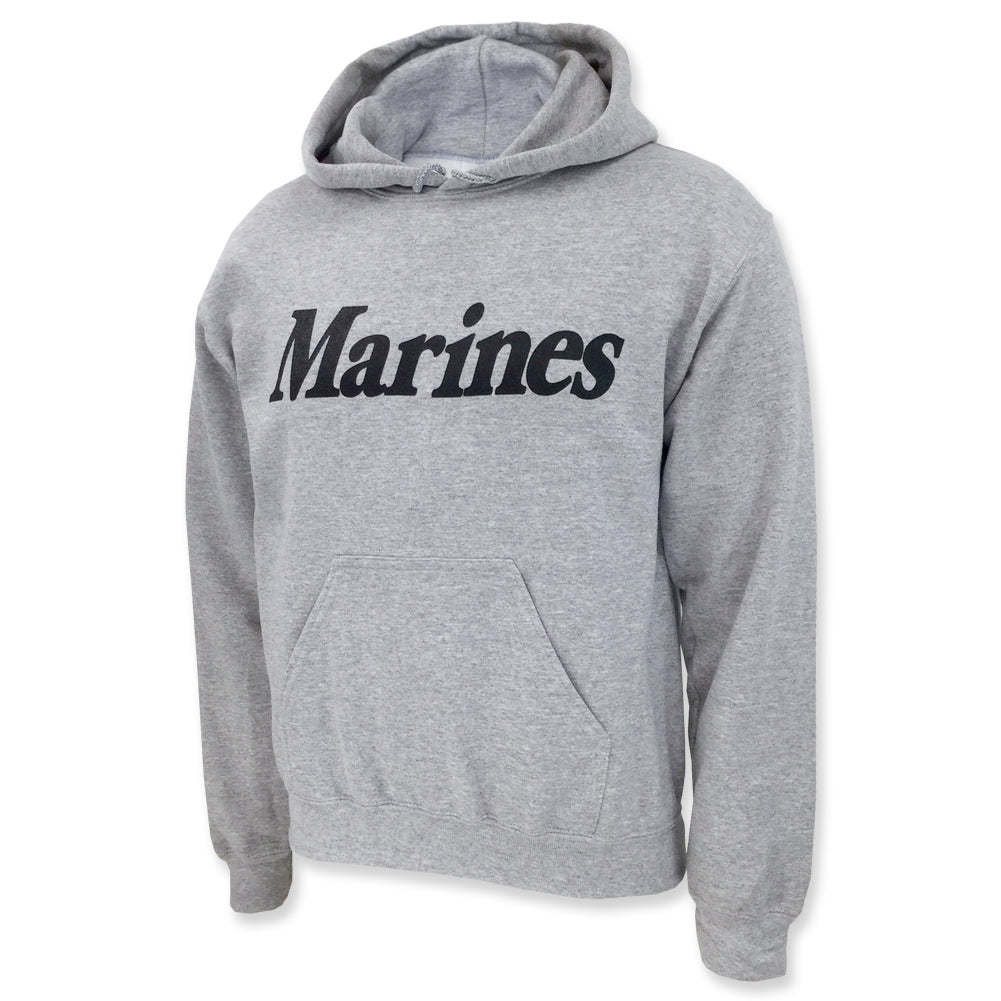 MARINES LOGO HOODED SWEATSHIRT (GREY) 2