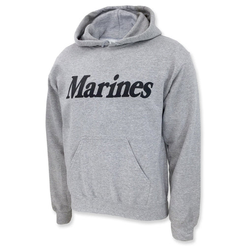 MARINES LOGO HOODED SWEATSHIRT (GREY) 2