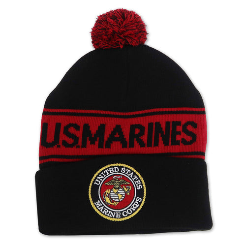 MARINES POM POM KNIT BEANIE (BLACK) 1