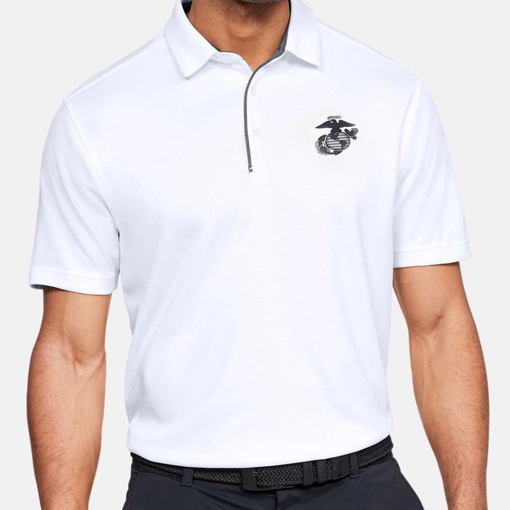 MARINES TONAL EGA UNDER ARMOUR TECH POLO (WHITE) 2