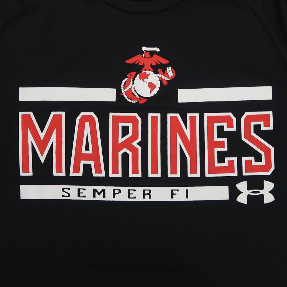 MARINES UNDER ARMOUR EGA LOGO LONG SLEEVE T-SHIRT (BLACK)