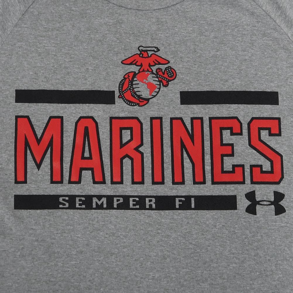 MARINES UNDER ARMOUR EGA LOGO LONG SLEEVE T-SHIRT (GREY) 2