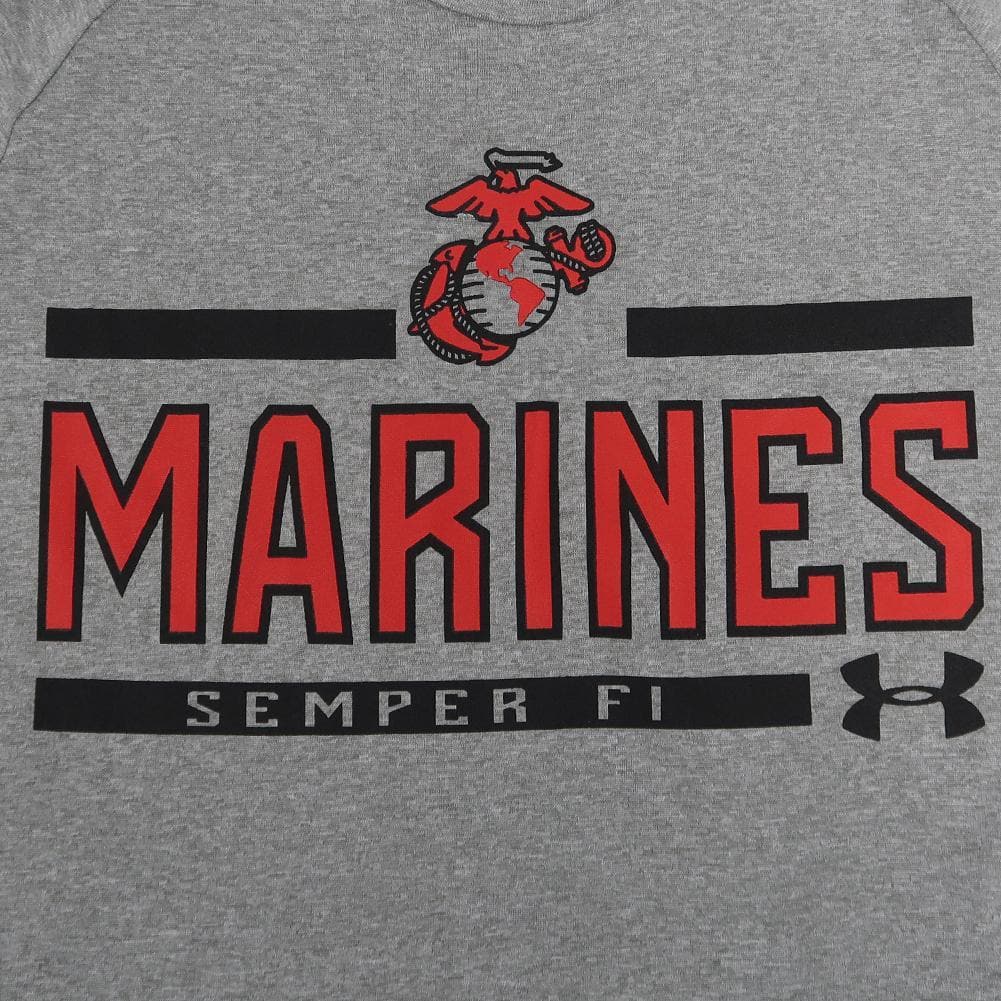 MARINES UNDER ARMOUR EGA LOGO TECH T-SHIRT (GREY)