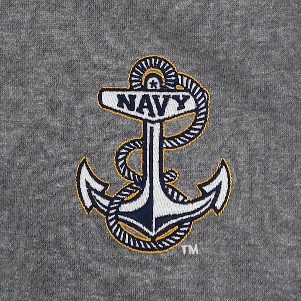 NAVY ANCHOR EMBROIDERED FLEECE 1/4 ZIP (GREY) 3