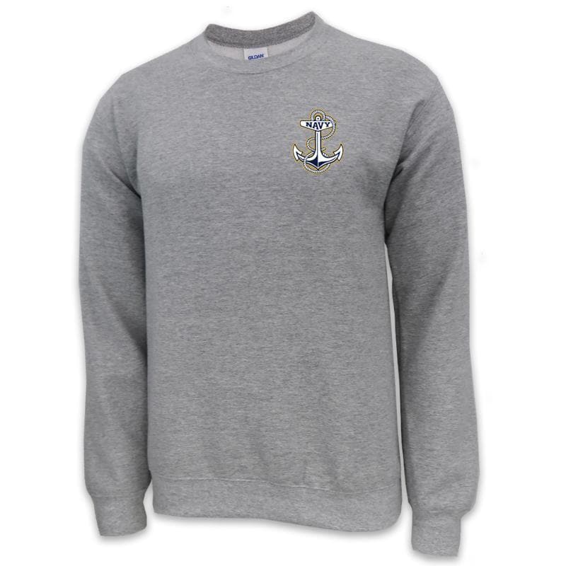 NAVY ANCHOR LOGO CREWNECK (GREY)