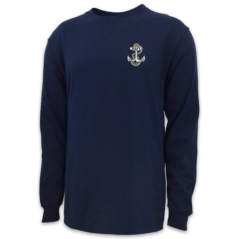 NAVY ANCHOR LOGO LONG SLEEVE T-SHIRT (NAVY)