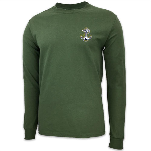 NAVY ANCHOR LOGO LONG SLEEVE T-SHIRT (OD GREEN)