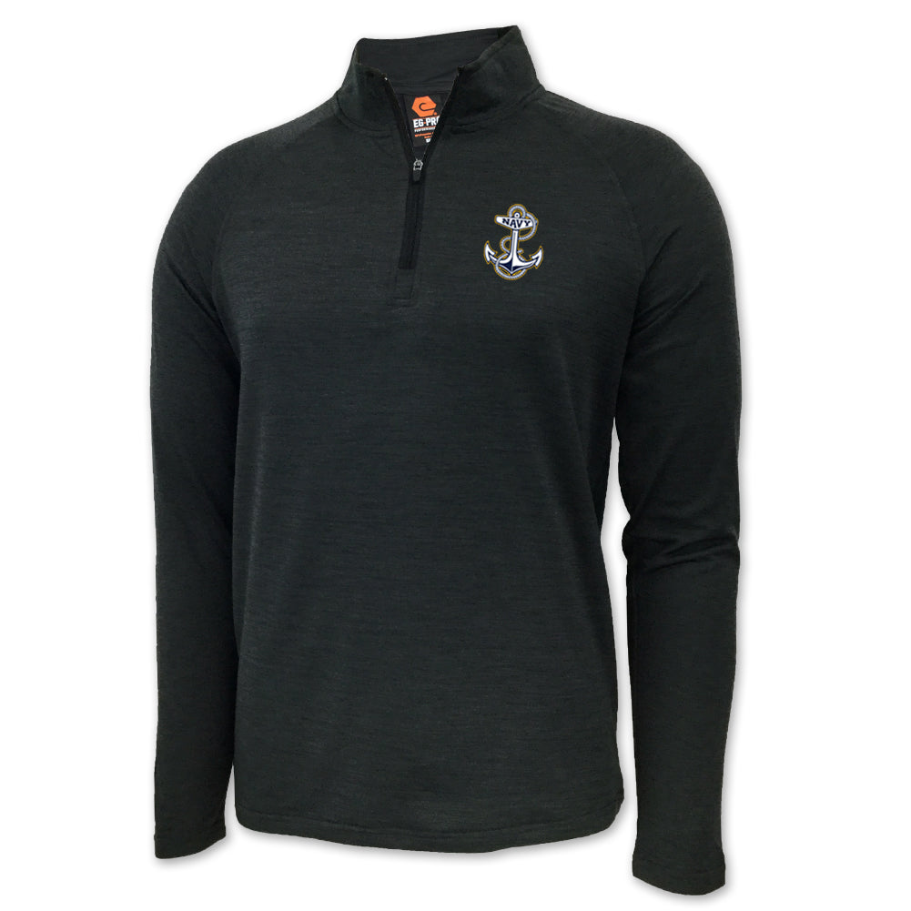 NAVY ANCHOR LOGO PERFORMANCE 1/4 ZIP (GREY)