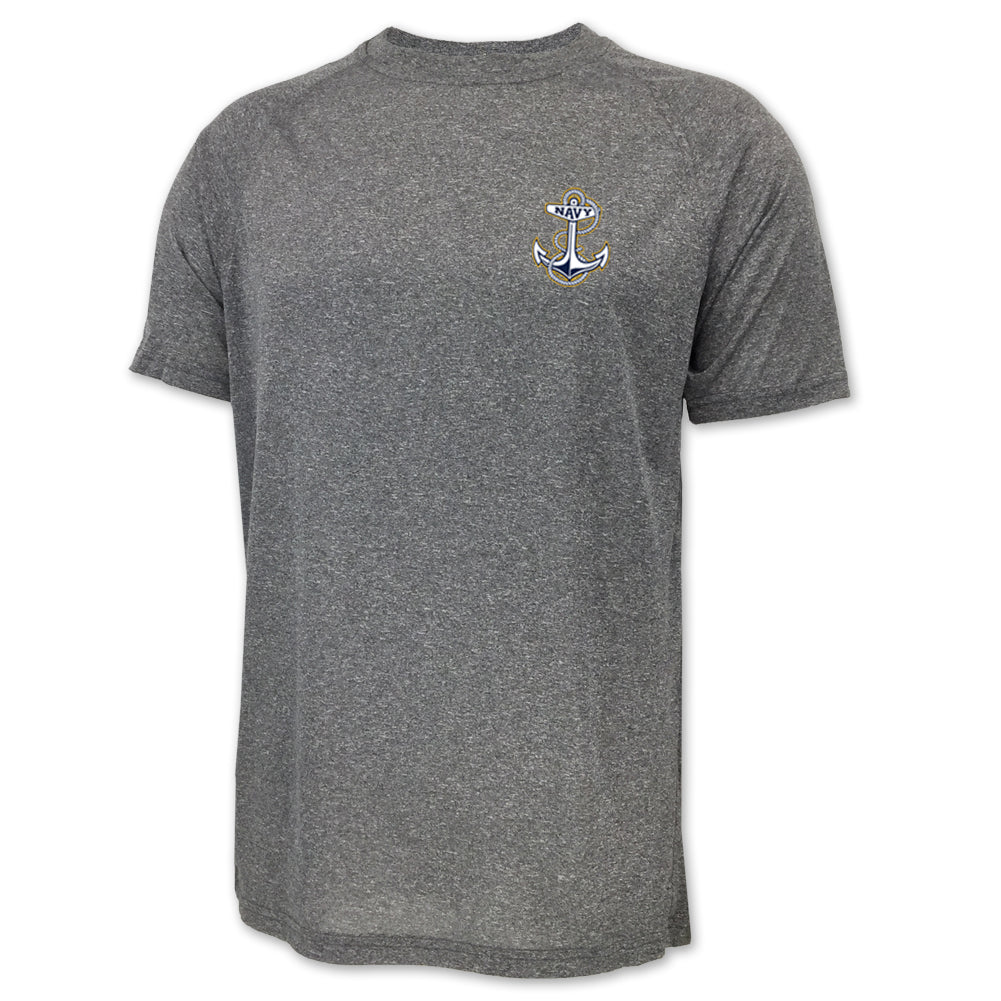 NAVY ANCHOR LOGO PERFORMANCE T-SHIRT (GREY)