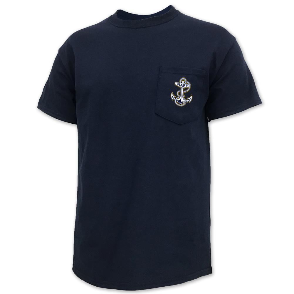 NAVY ANCHOR LOGO POCKET T-SHIRT (NAVY)