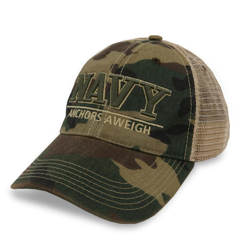 NAVY ANCHORS AWEIGH OLD FAVORITE TRUCKER HAT (CAMO) 2