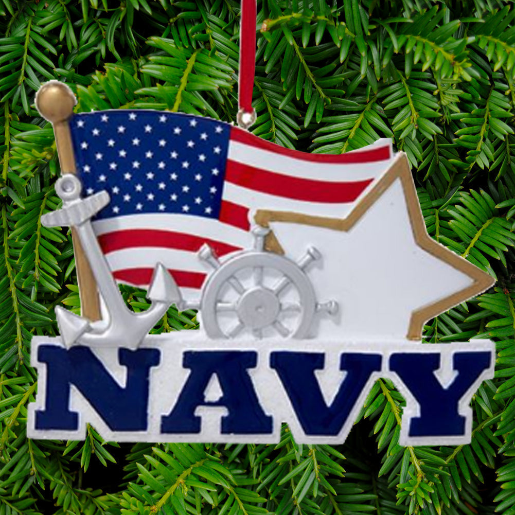 NAVY FLAG AND STAR ORNAMENT FOR PERSONALIZATION 1