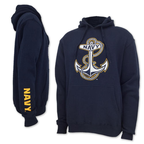 NAVY BIG ANCHOR FLEECE HOOD (NAVY) 4