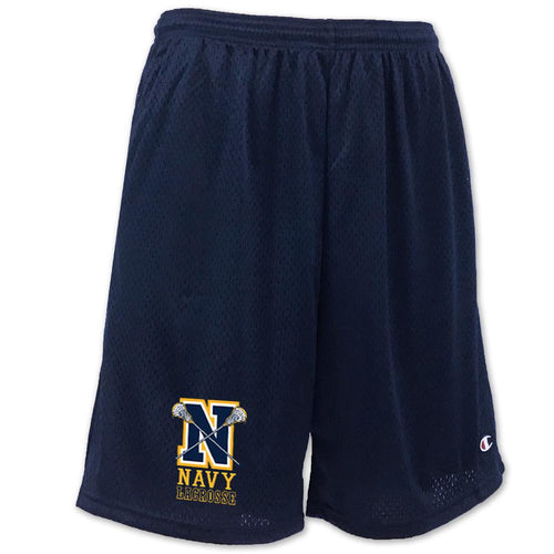 NAVY CHAMPION LACROSSE LOGO MESH SHORT