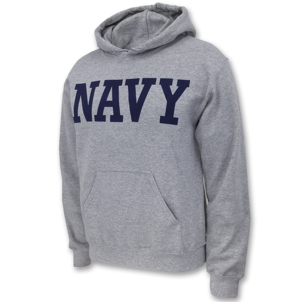 NAVY CORE HOODED SWEATSHIRT (GREY) 2